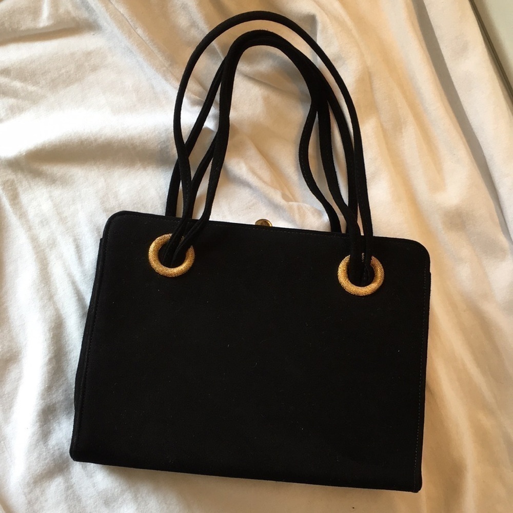 Vintage Block Velour Evening Black Handbag. P/A961/6